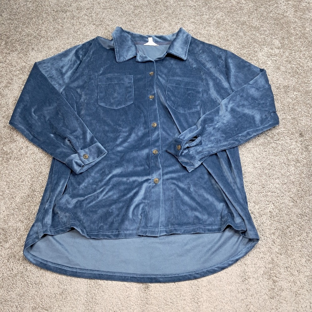 Weatherproof Vintage Blue Corduroy Button Down Shirt Jacket XXL WPL11590